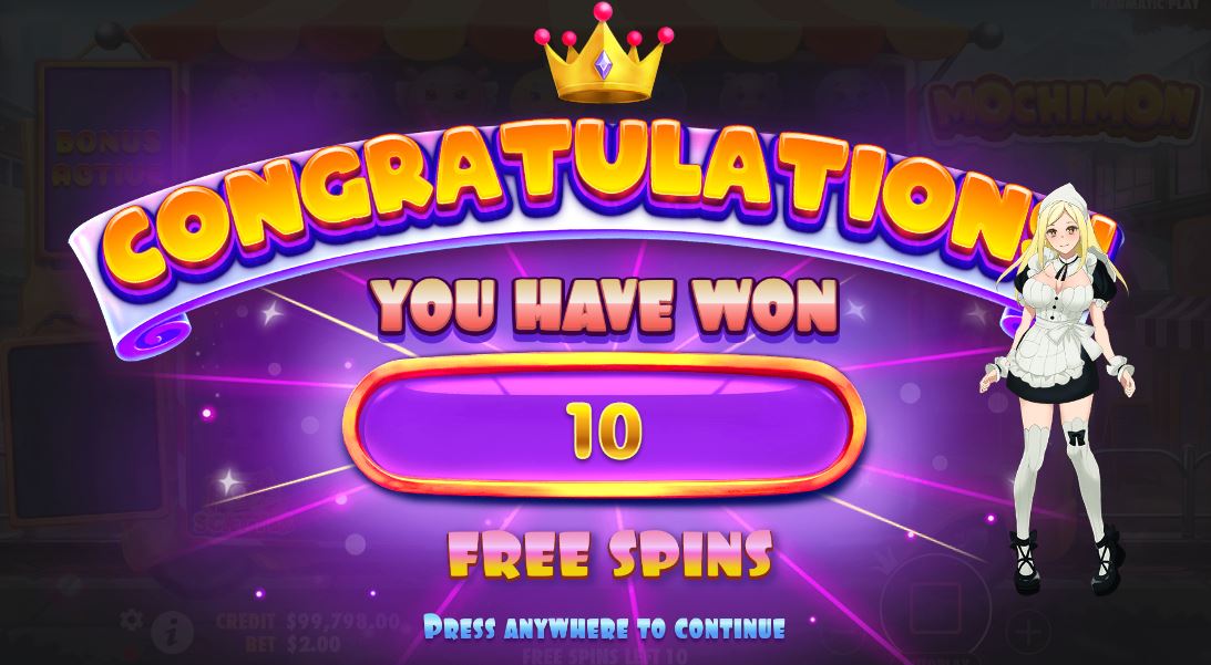 10 Free Spins on Mochimon Slot